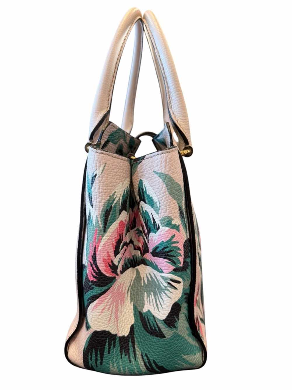 Burberry Pink Floral Leather Satchel with Green Accents - Picture 14 of 15